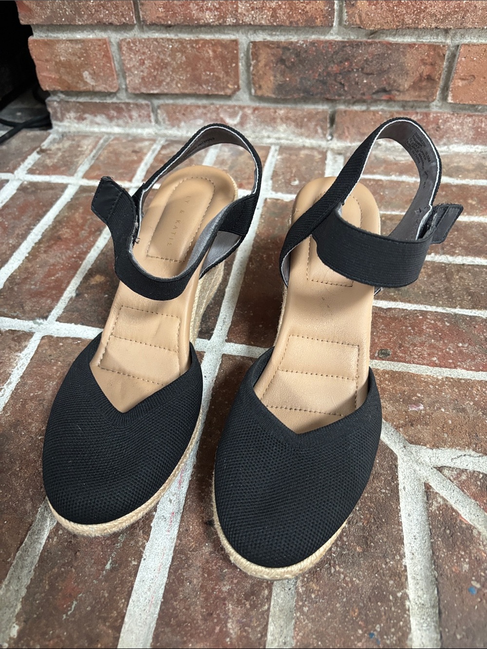 Kelly & Katie Black Espadrille Slingback Wedges
